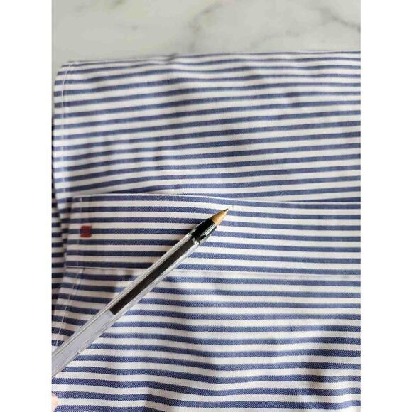 Hathaway 16-34 Men's blended pinpoint oxford USA made blue white striped button - Picture 5 of 5